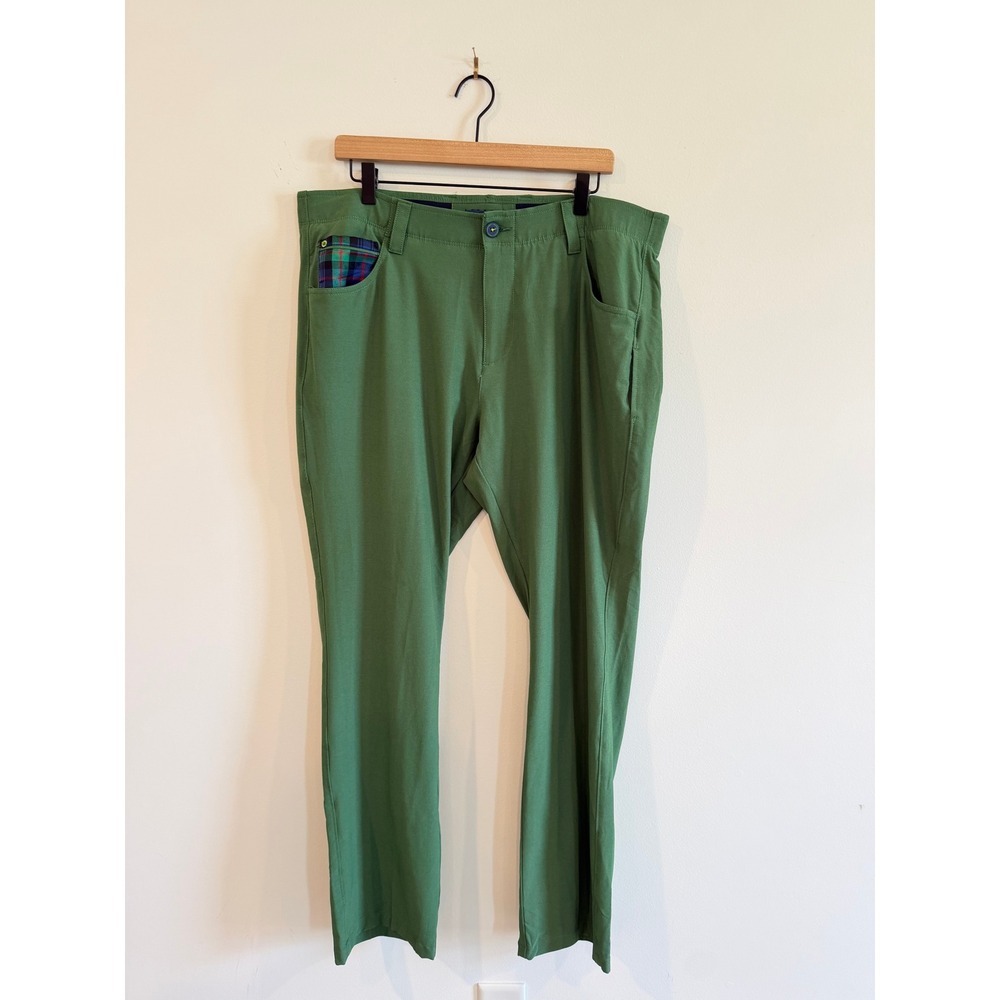 William Murray Golf Mens 36 Green Straight Fit Performance Plaid Accent Pants
